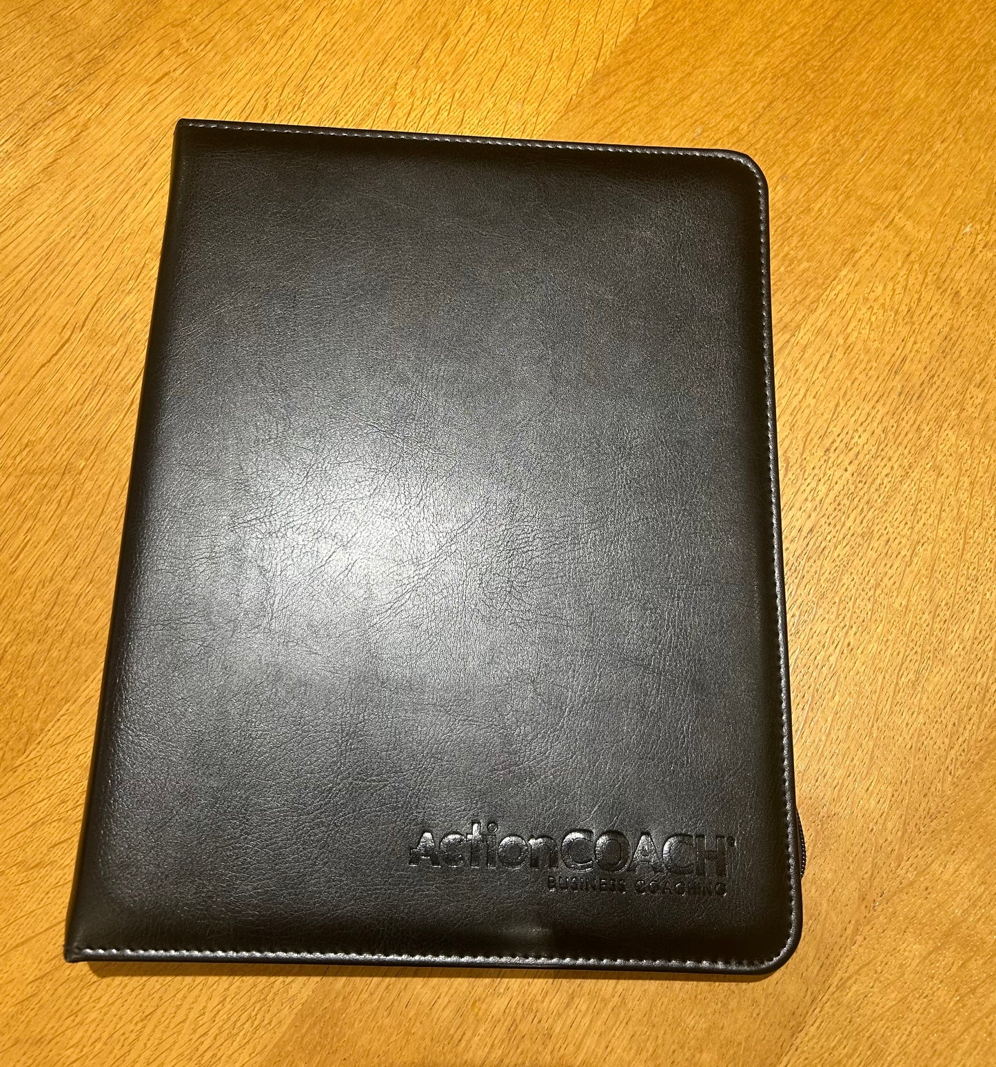A4 Zipped ActionCOACH Conference Folder With Ring Binder in Black Leatherette