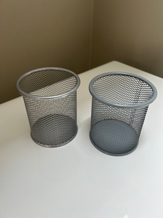 Mesh Pen Pot Silver