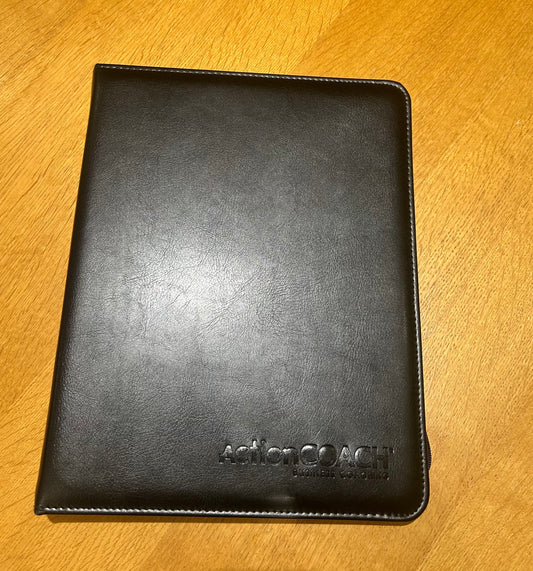 A4 Zipped ActionCOACH Conference Folder With Ring Binder in Black Leatherette