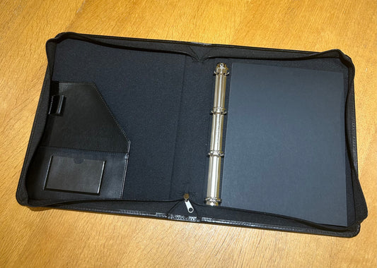 A4 Zipped ActionCOACH Conference Folder With Ring Binder in Black Leatherette