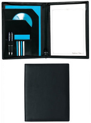 A4 Zipped ActionCOACH Conference Folder With Ring Binder in Black Leatherette